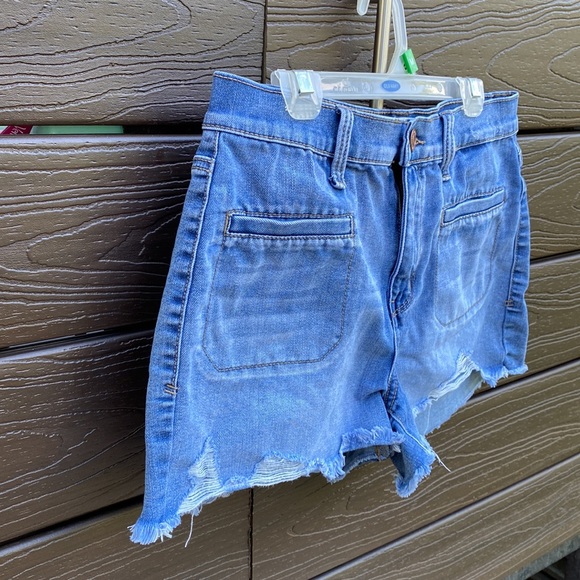 Mudd FLXstretch High Rise Shortie Size 11 Juniors Jean Denim High Waisted Shorts - Picture 4 of 11